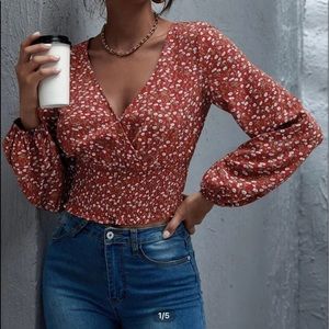 Floral red shirt